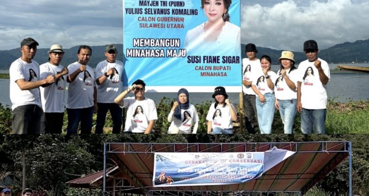 Tim Relawan SULUT Bergema for Yulius Selvanus Komaling (YSK) Gubernur 2024 dan Relawan SS-M3 (Susi Sigar Membangun Minahasa Maju),(Foto:ian)